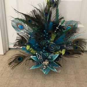 Peacock feather center piece or tree topper new